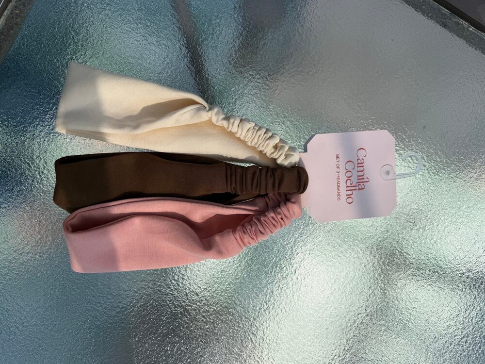 Camila Coelho Set of 3 Headbands Cream Brown Pink NW